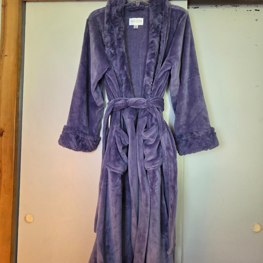 Carole Hochman Women's Purple Robe Size M Cozy Warm Soft Long Pockets Wrap Sleep